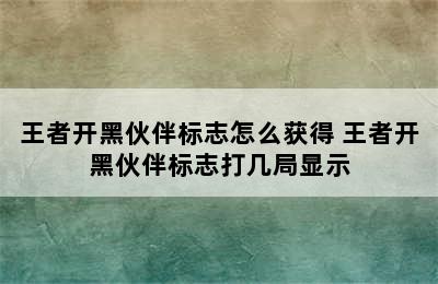 王者开黑伙伴标志怎么获得 王者开黑伙伴标志打几局显示